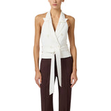 Gilet donna in gabardina con cintura