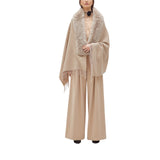 Stola donna in maglia con collo faux fur