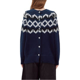 Maglia-car donna disegno norvegese con applicazioni