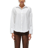 Camicia donna in popeline con pizzo