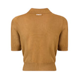 Cardigan donna cropped a mezza manica con colletto