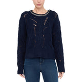 Maglia donna traforata con pietre gioiello