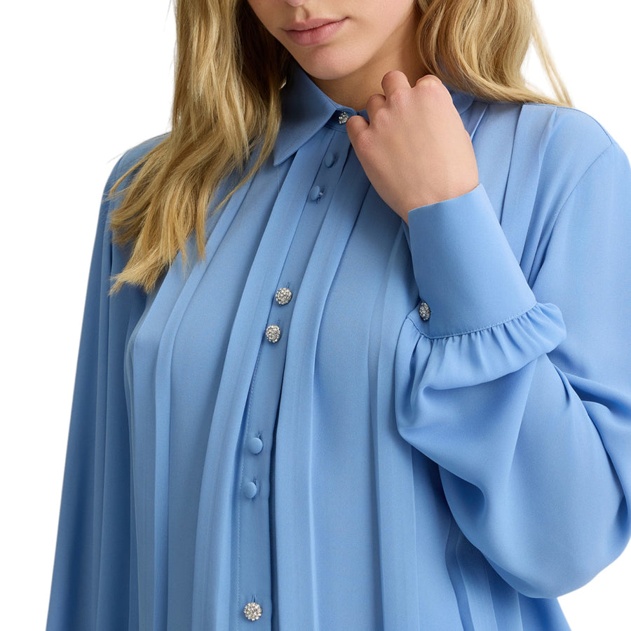 Camicia donna in georgette con pieghe