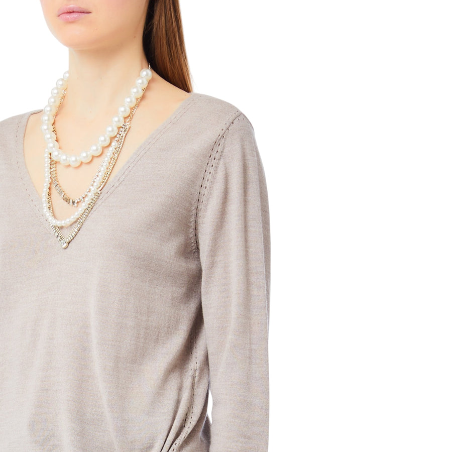 Maglia donna con nodo e collana