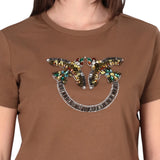 T-shirt donna in cotone con strass