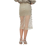 Longuette donna in tulle con ricami floreali