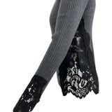 Maglia donna a costine con dettaglio in pizzo