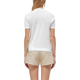 Maglia donna in lyocell e cotone con spilla floreale