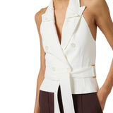 Gilet donna in gabardina con cintura