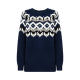 Maglia-car donna disegno norvegese con applicazioni