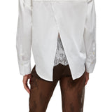 Camicia donna in popeline con pizzo
