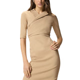 Abito donna midi aderente con fiocco