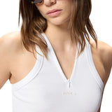 Canotta donna a costine con scollo a V e logo PINKO