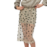 Longuette donna in tulle con ricami floreali