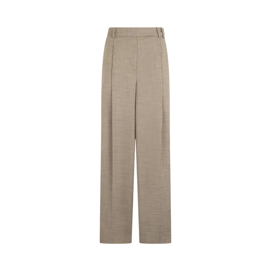 Pantaloni donna a vita alta beige