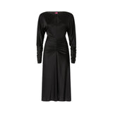 Abito donna midi effetto satin con arricci