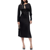 Abito donna midi effetto satin con arricci