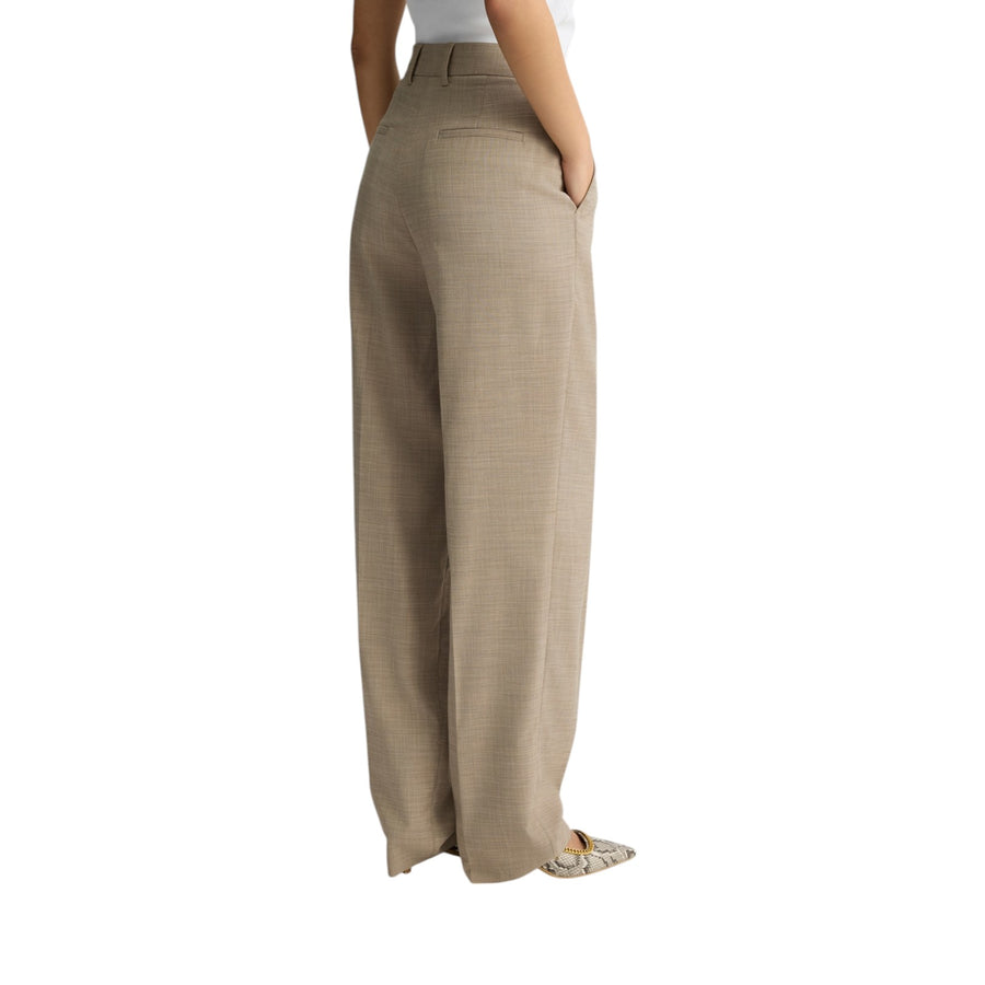 Pantaloni donna a vita alta beige