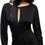 Abito donna midi effetto satin con arricci