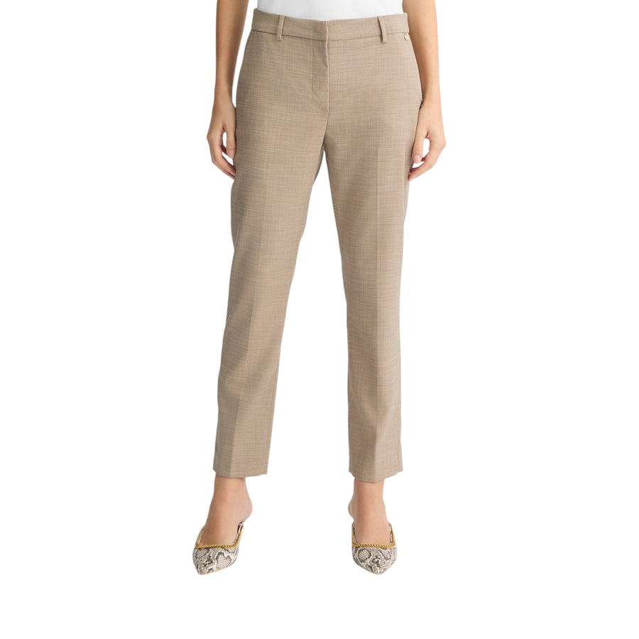 Pantaloni donna a vita alta beige