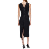 Abito donna midi aderente con stringhe