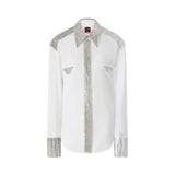 Camicia donna in popeline con decorazioni in strass