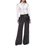 Camicia donna in popeline con decorazioni in strass