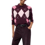 Maglia donna in lana e cashmere a rombi