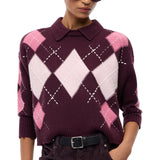 Maglia donna in lana e cashmere a rombi