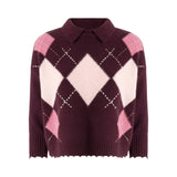 Maglia donna in lana e cashmere a rombi