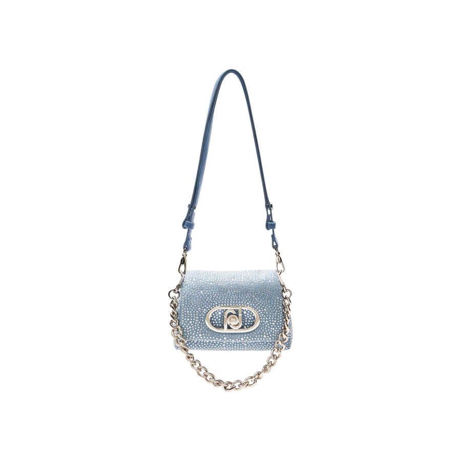 Borsa donna a spalla LaPuffy in denim con strass