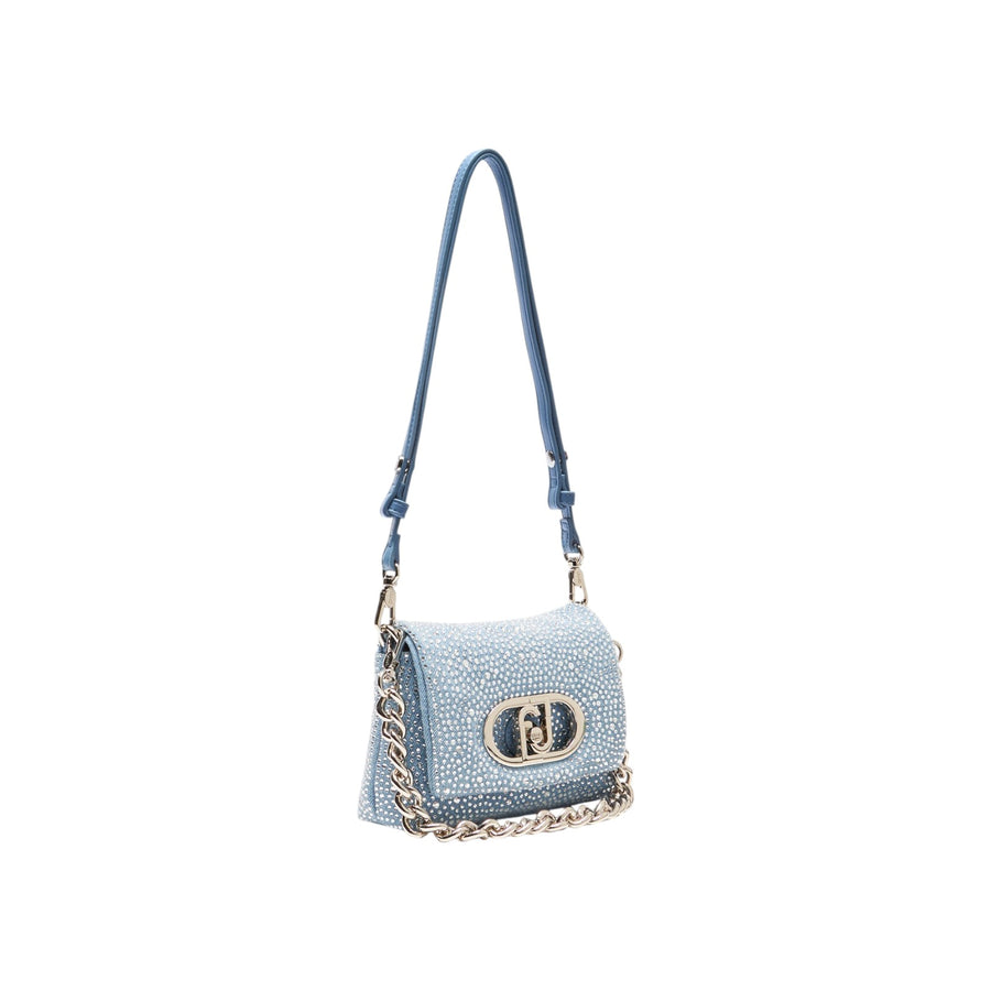 Borsa donna a spalla LaPuffy in denim con strass