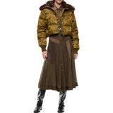 Piumino Donna corto in raso tecnico camouflage