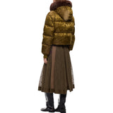 Piumino Donna corto in raso tecnico camouflage