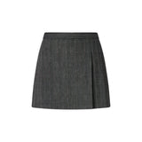 Minigonna donna gessata con macro pieghe