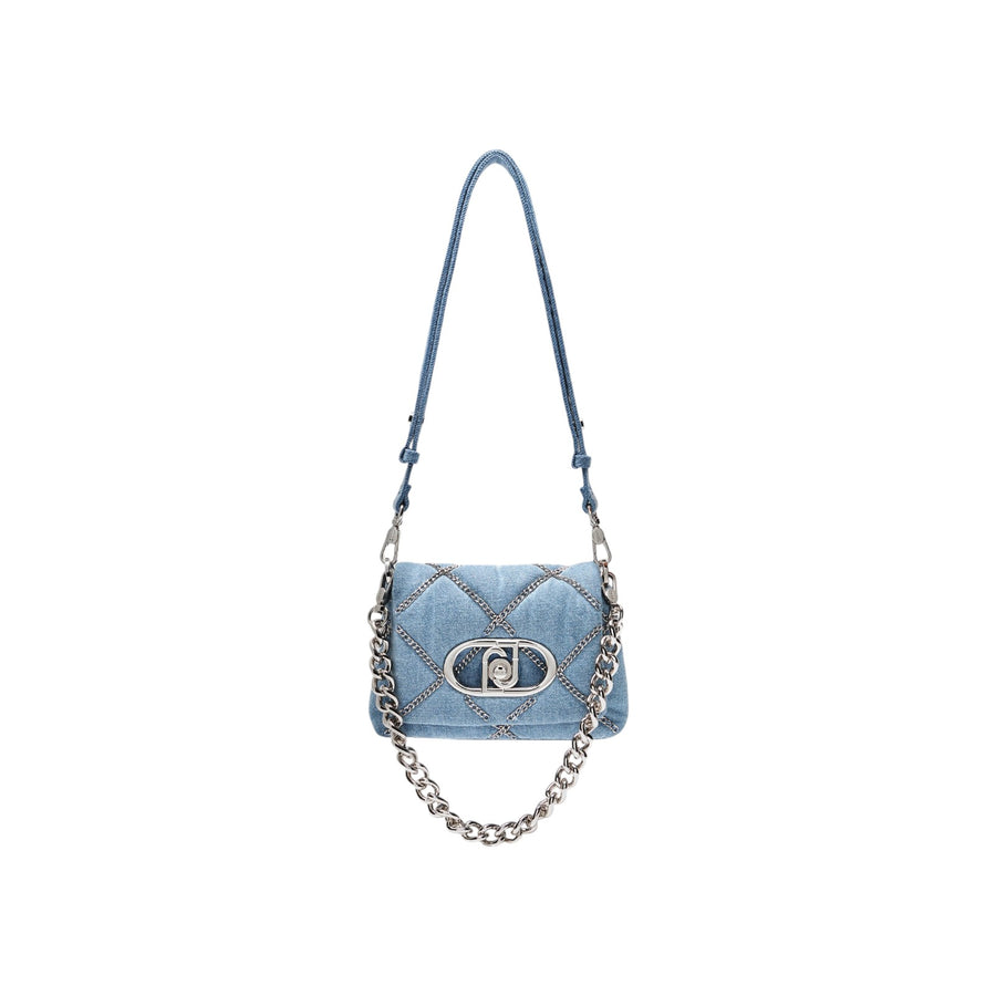 Borsa donna a spalla LaPuffy in denim con catene