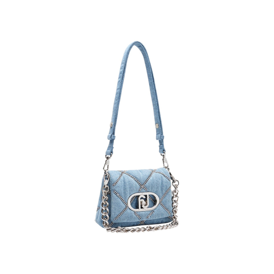 Borsa donna a spalla LaPuffy in denim con catene