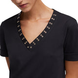 Abito donna corto con occhielli decorativi