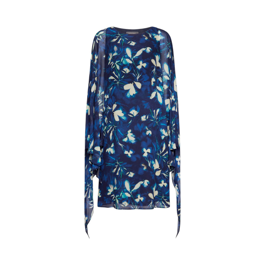 Abito donna elegante stampato con mantella