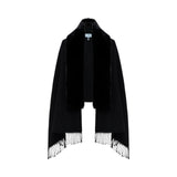 Stola donna in maglia con collo faux fur