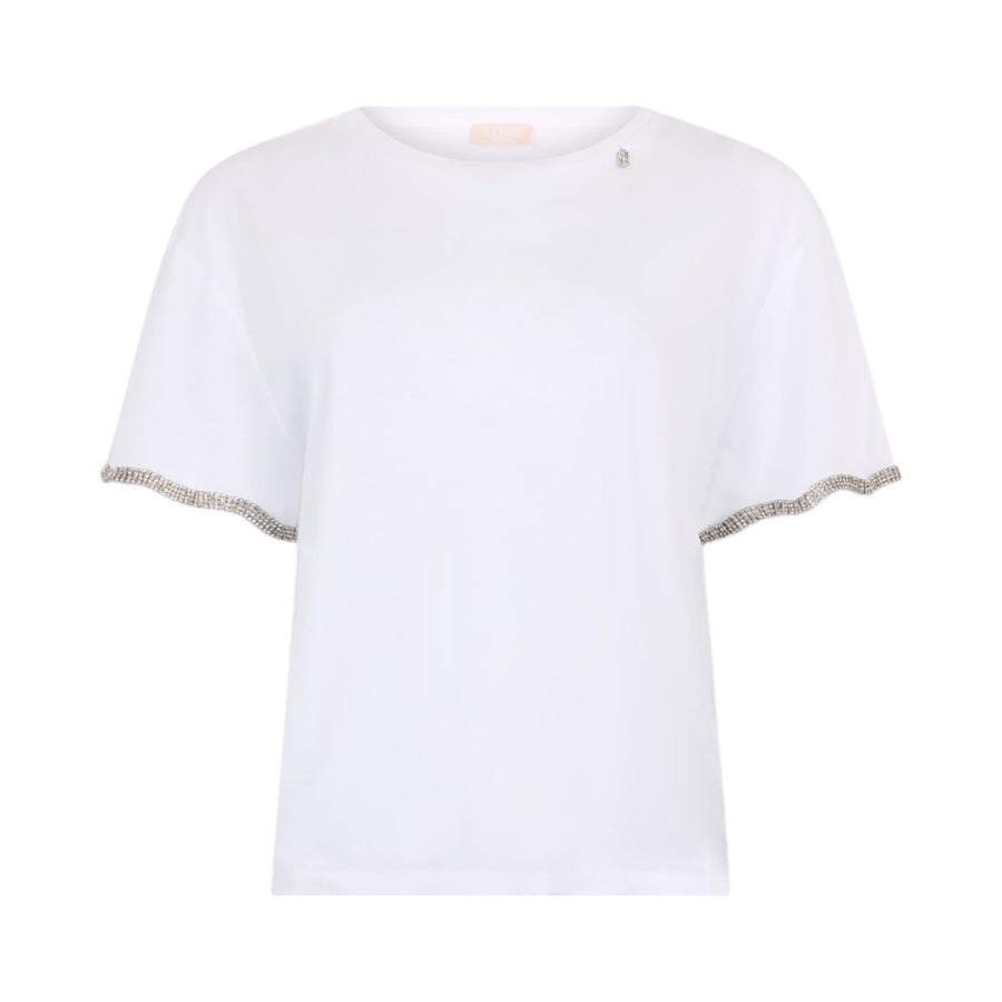 T-shirt donna in cotone con strass