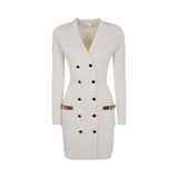 Mini abito donna in maglia con decorazioni gioiello