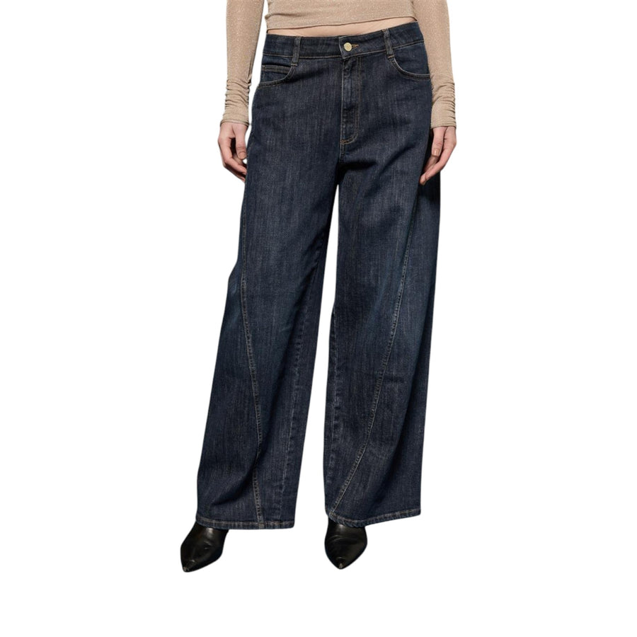 Jeans donna maxi palazzo con fianchi spostati