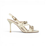Sandali donna slingback alti con cinturini e borchie