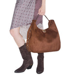 Borsa donna hobo grande con borchie