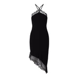 Abito donna midi in maglia con pizzo