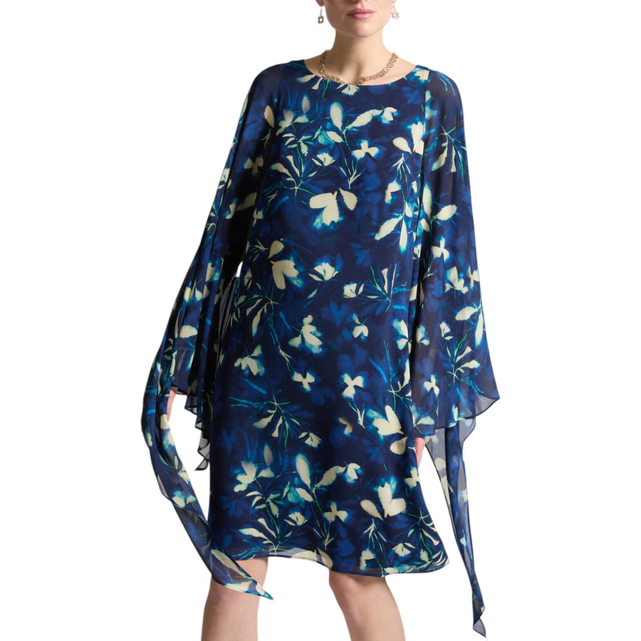 Abito donna elegante stampato con mantella