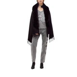 Stola donna in maglia con collo faux fur