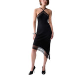 Abito donna midi in maglia con pizzo