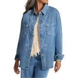Camicia donna floreale in denim